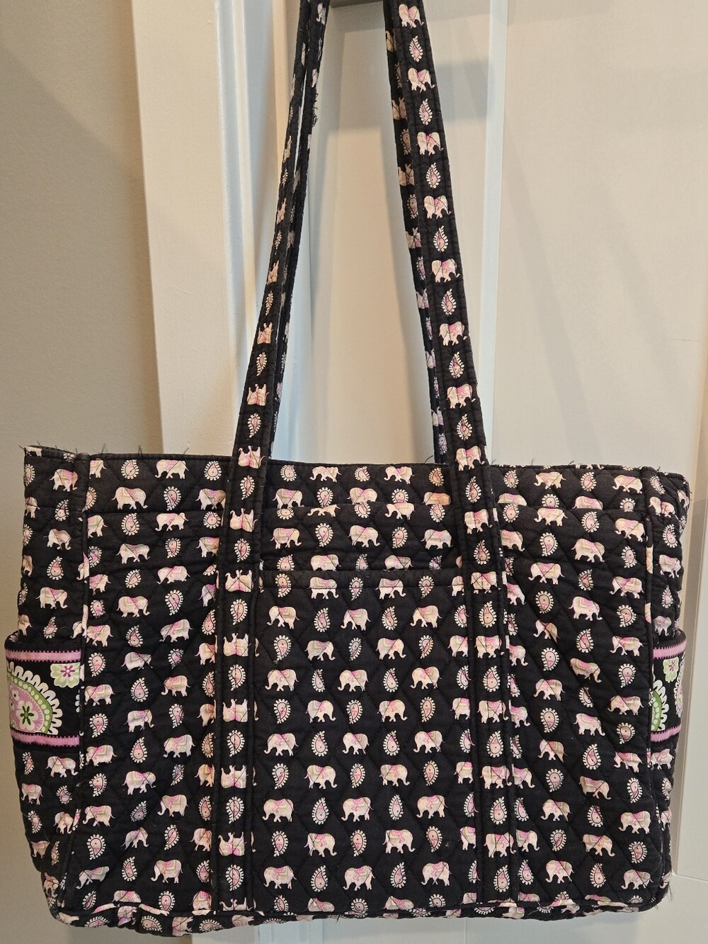 Vera Bradley Quilted Tote Bag - Rare Vintage Pink Elephant Pattern